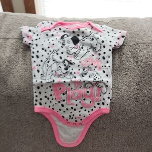 Dalmatian Print Baby Onesie - Pink and White